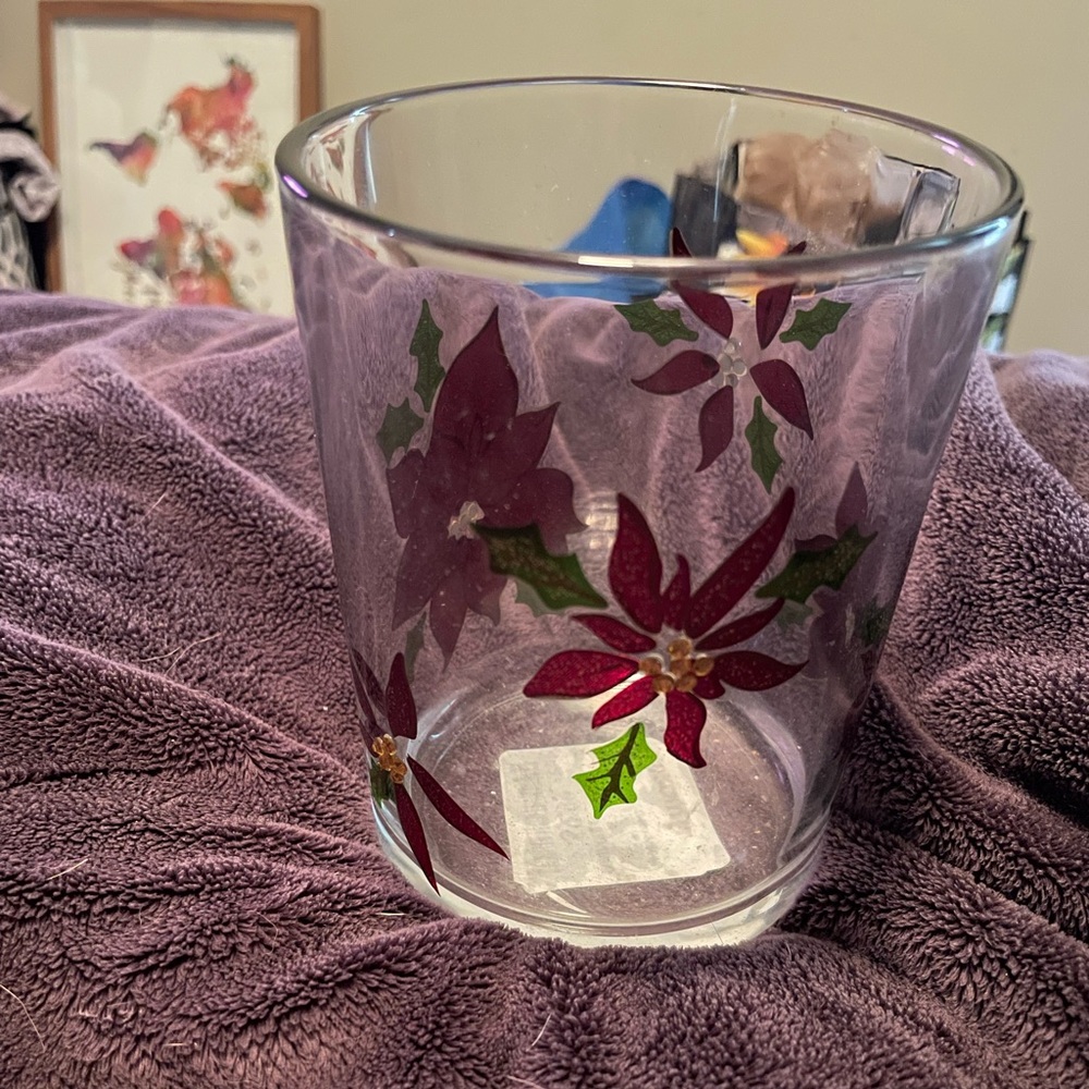 T.J.Maxx Glass with Red and Green Design